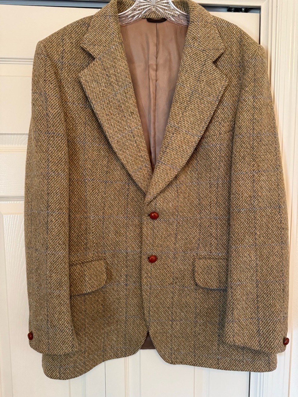 Dunn & Co Harris Tweed Men's Sport Coat 44" Chest Heavy Wool Brown Vintage 104R